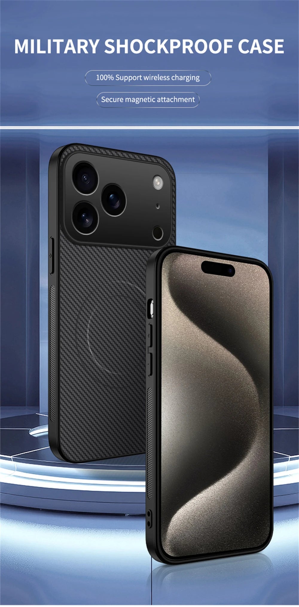 magnetic leather carbon fiber case